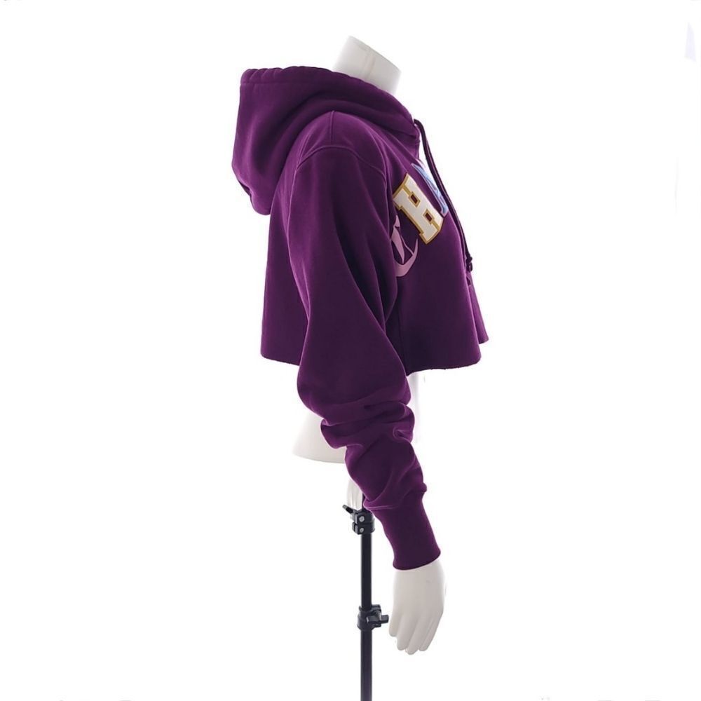 Champion Reverse Weave Purple Hooded Cropped Sweatshirt Womens XS - Picture 4 of 12